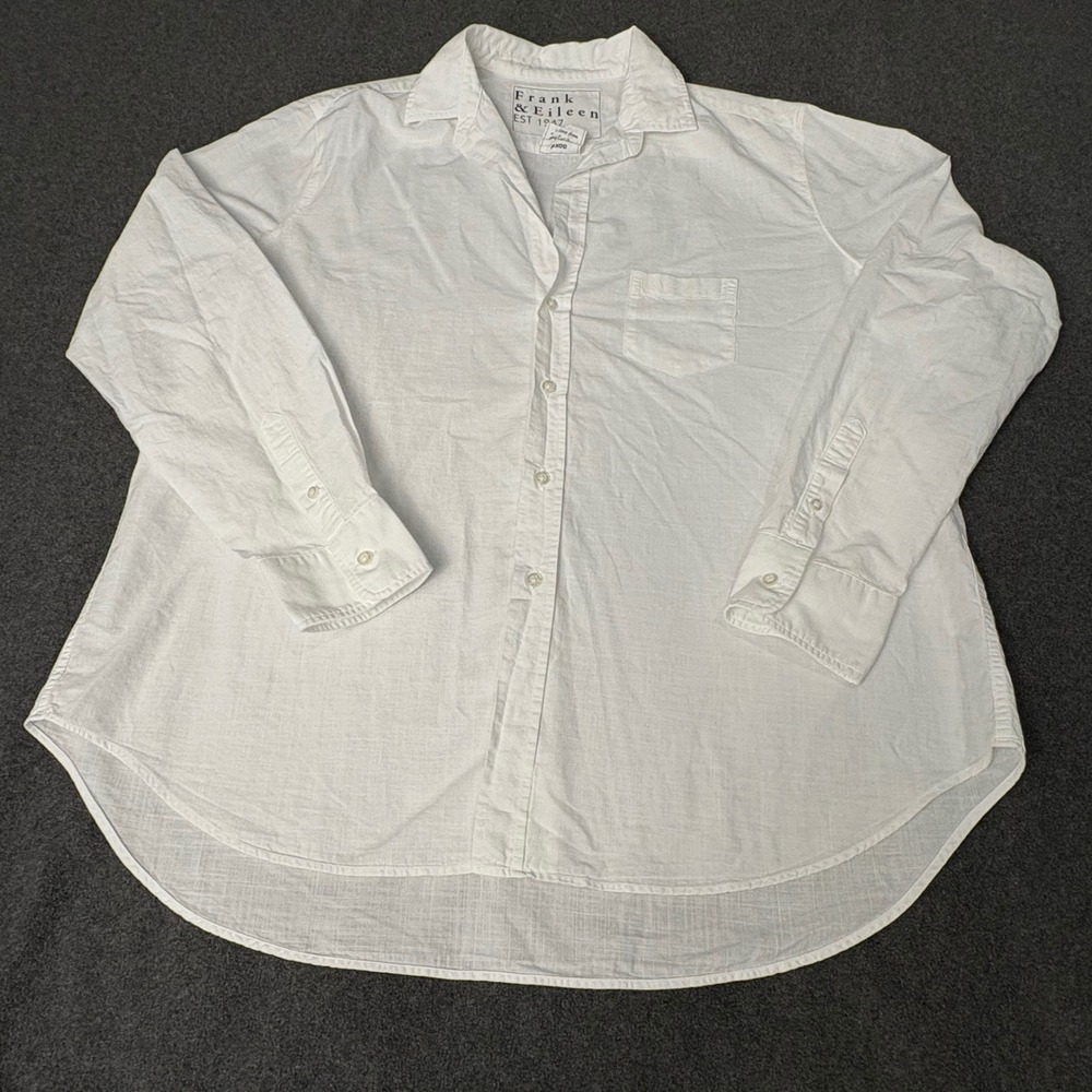 Frank & Eileen Eileen White Cotton Button Up Shirt Womens Medium Relaxed Fit